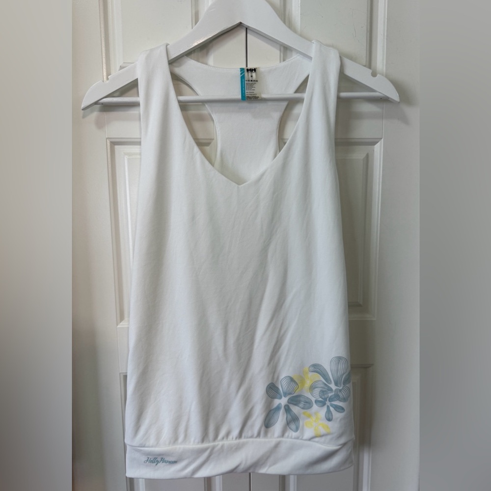 Helly Hansen White Floral Racerback Tank (Size M)